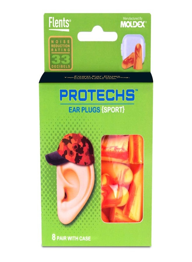 Flents Protechs Reusable Sport Ear Plugs, Ideal For Extreme Noise, Reduces Pressure And Background Noise, 8 Pairs With Travel Size Case, Easy Use With Comfort Fit, NRR 33, Orange, Made In The USA - Image 2